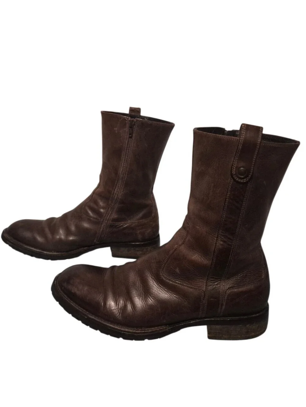 Johnston & Murphy Leather Side-Zip Riding Moto Boots Men's 8.5M, Made In Italy
